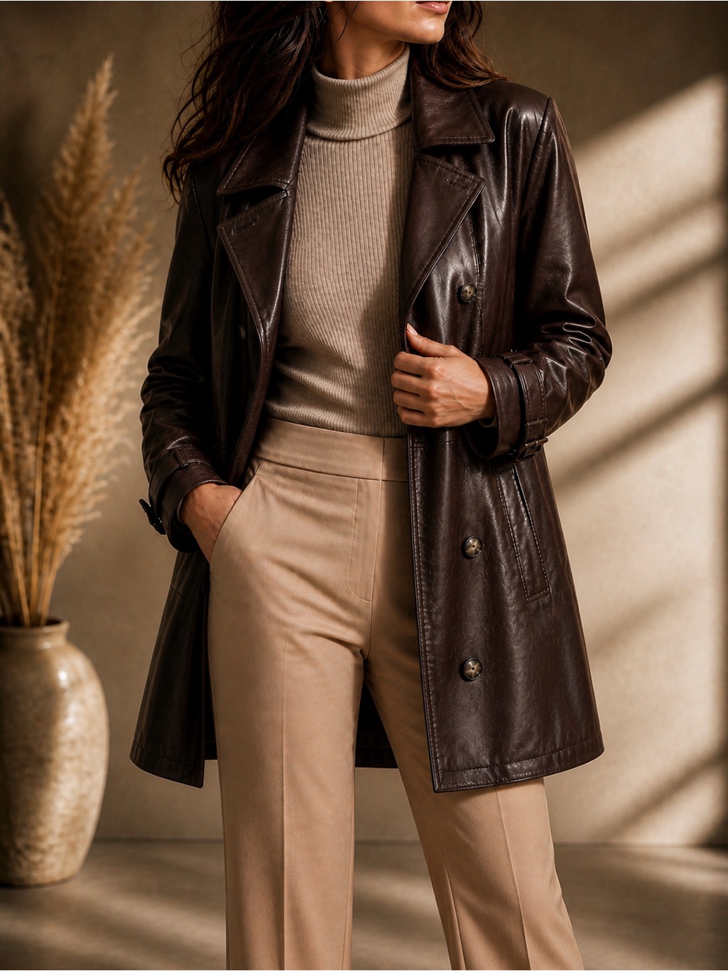 Danier Leather Trench Coat Xl Luxe Espresso Brown | Classic Timeless Statement